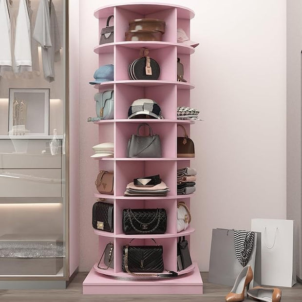 Spinning Shoe Rack Organizer,Lazy Susan Shoe Rack Tower,Free Standing 360° Revolving Shoe Rack,Elegant Shoe Carousel