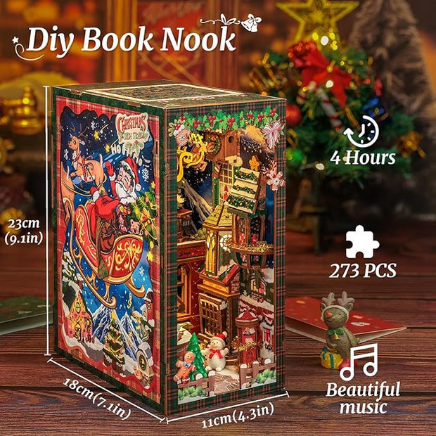 DIY Miniature House Kit for Adults，Bookshelf Decor for 3D Wood Puzzle Lovers